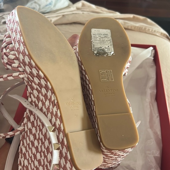 Valentino ROCKSTUD SILK TORCHON WEDGE SANDAL 115MM - Picture 9 of 14